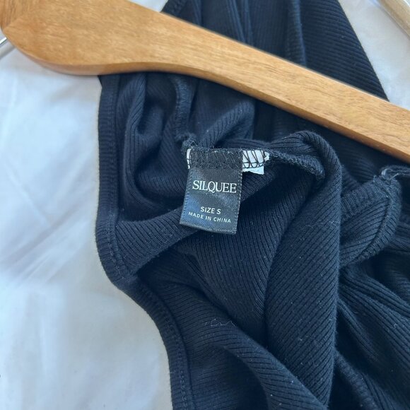 SHEIN Black Ribbed Low Back Thong Bodysuit Women’s Size Small EUC - Picture 6 of 7